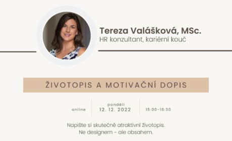 Workshop: Životopis a motivační dopis – 16. 12. 2022