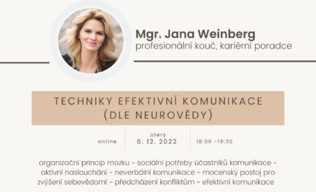 Workshop: Techniky efektivní komunikace (dle neurovědy) – 6. 12. 2022